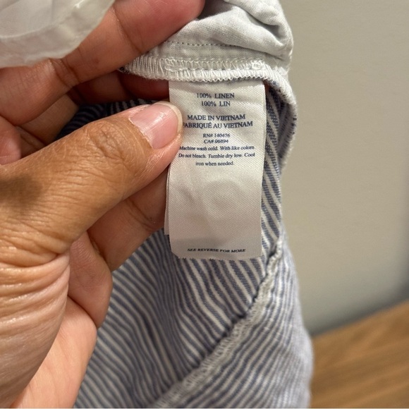 Faherty Medium Striped Isha Linen Mini Dress Relaxed Lagenlook Beach Resortwear - Picture 5 of 9